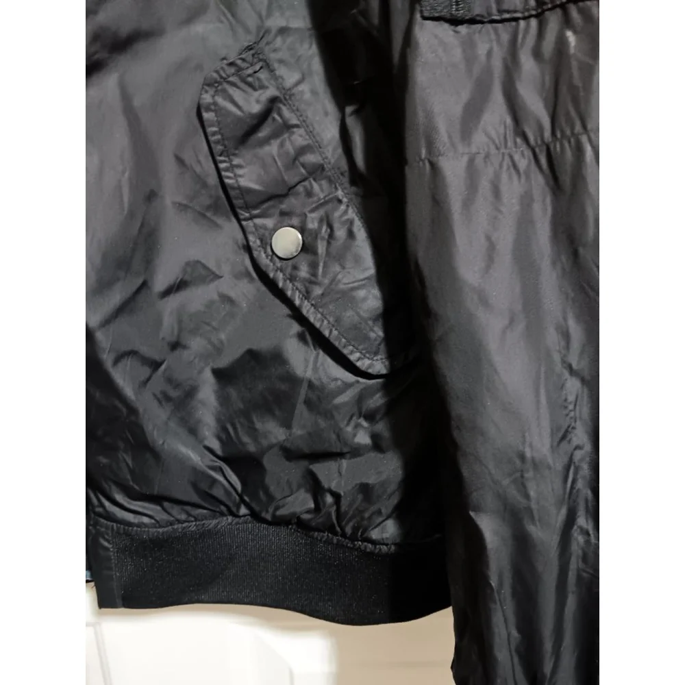 H&M Nylon Bomber Jacket with front Snap Flap Pockets, Inner Pocket Ribbed Hem